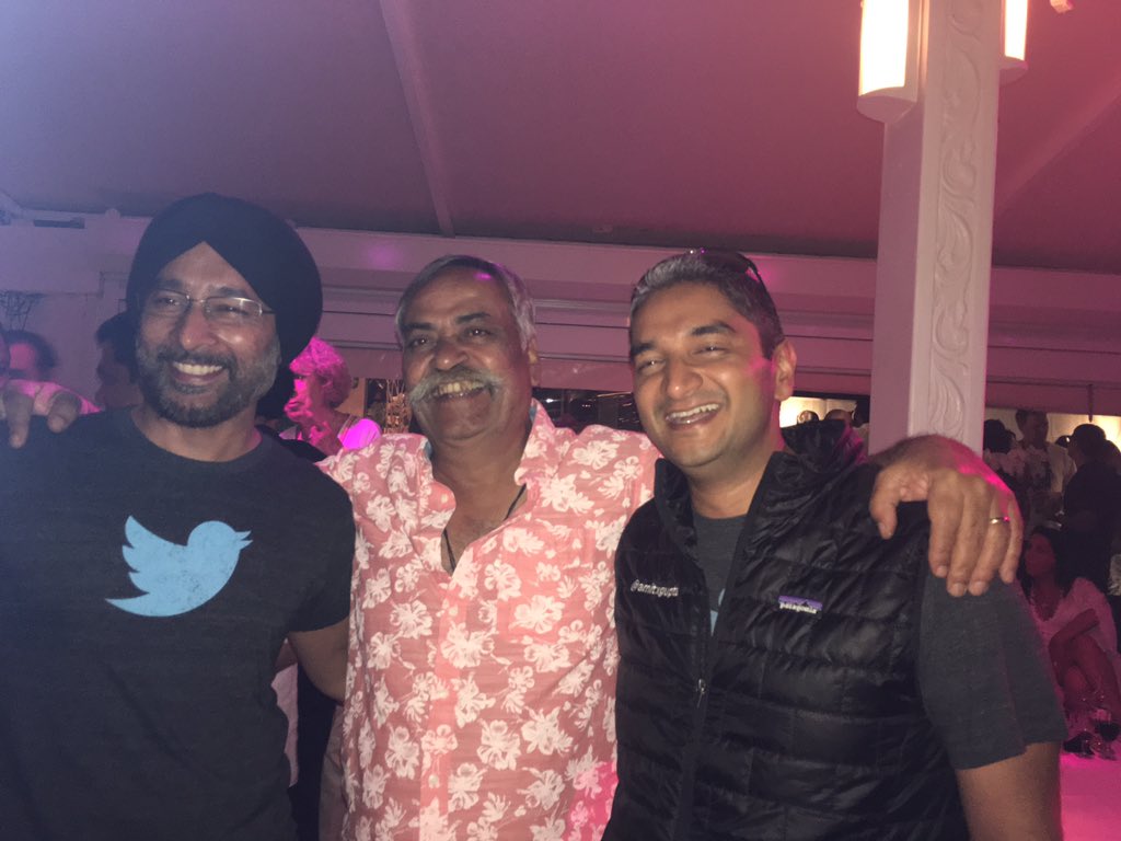 Hanging out with Piyush Pandey @PiyushsBook and @parrysingh at the TOI party at #CannesLions2016