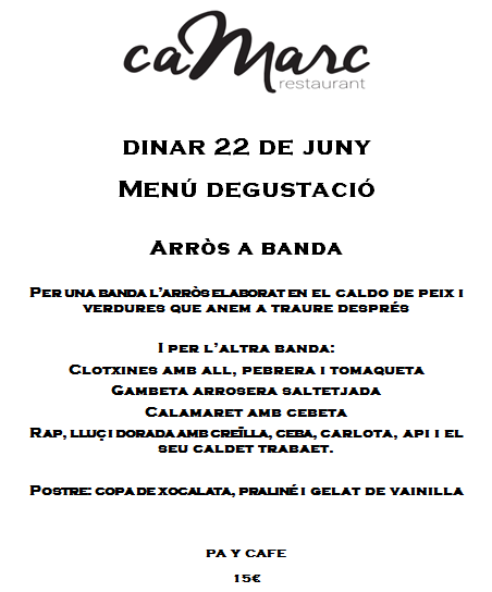 RestCaMarc's tweet image. Menú 22 de juny