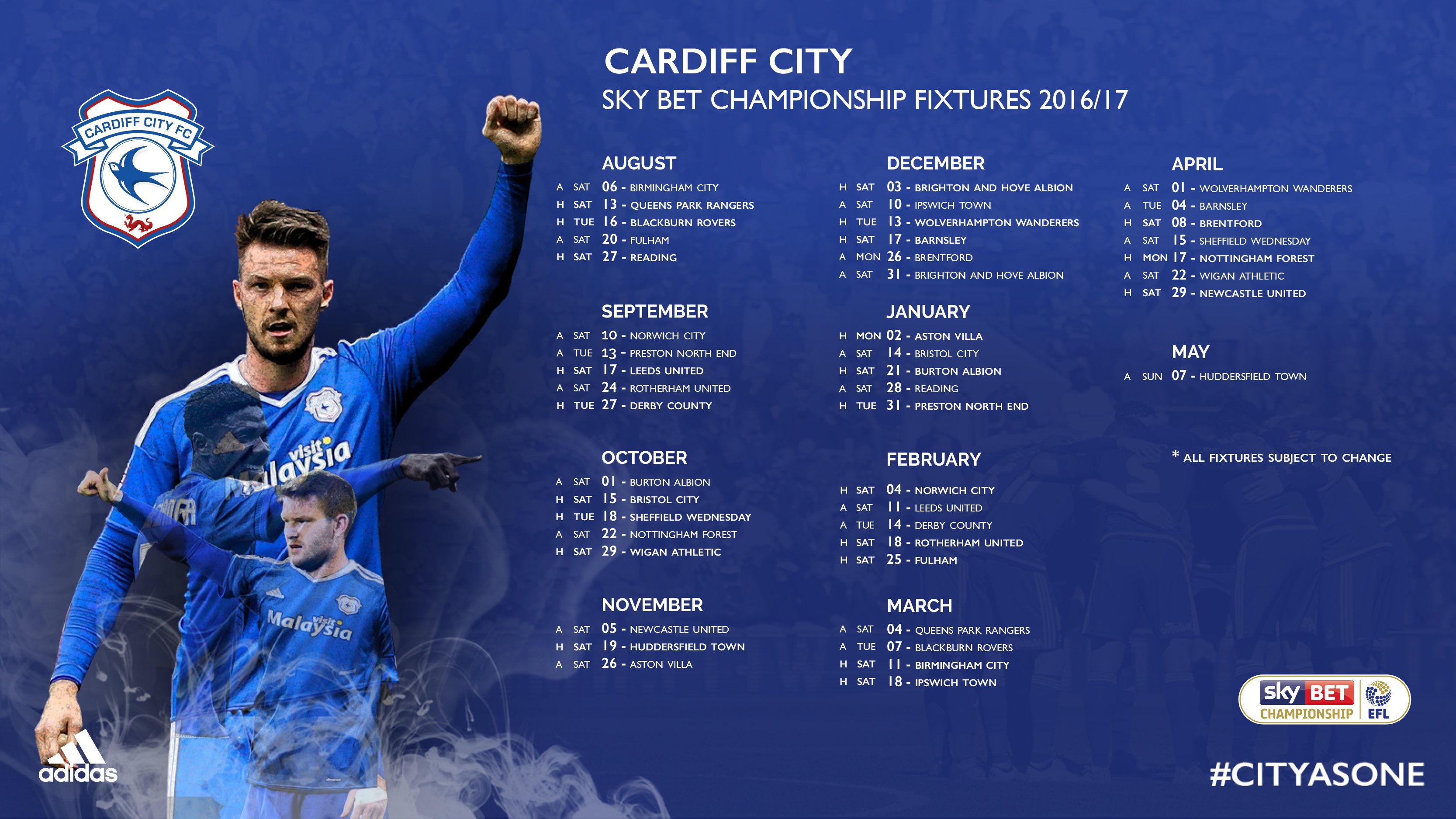 Cardiff City fixtures, results and live table for 2017/8