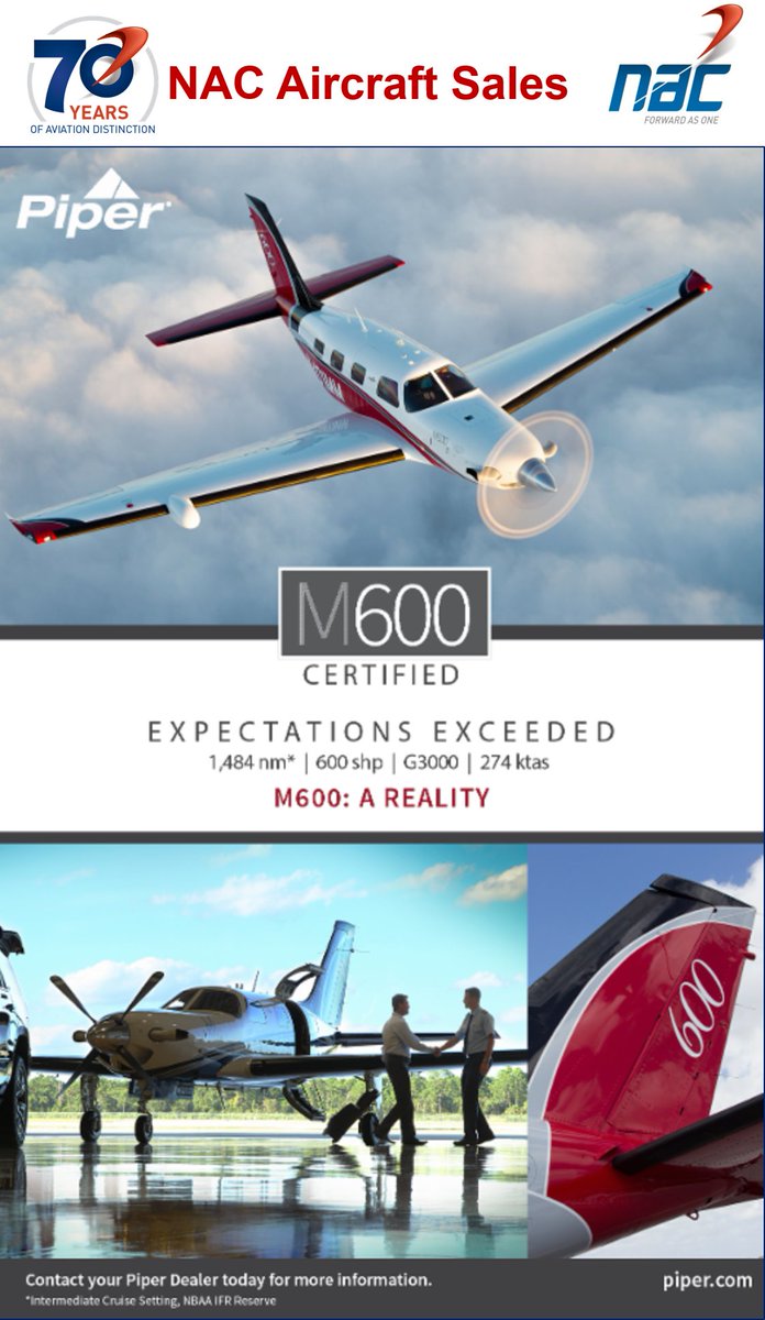 Piper M600 Certified! <a href="/piperaircraft/">Piper Aircraft, Inc.</a> #expectationsexceeded #reality #M600