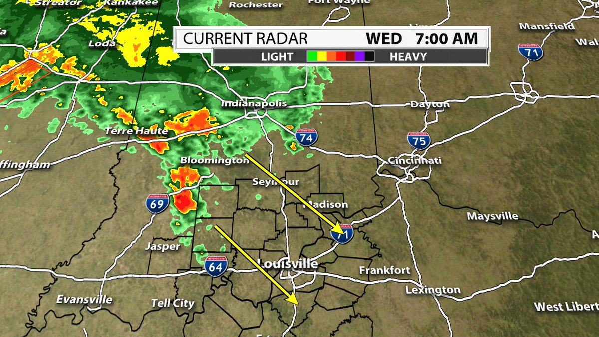 JeremyKappell's tweet photo. Heavy t-storms now entering the viewing area.  Full update on when to expect the downpours next on @WDRBNews! #LOUwx https://t.co/7cbjlYc42b