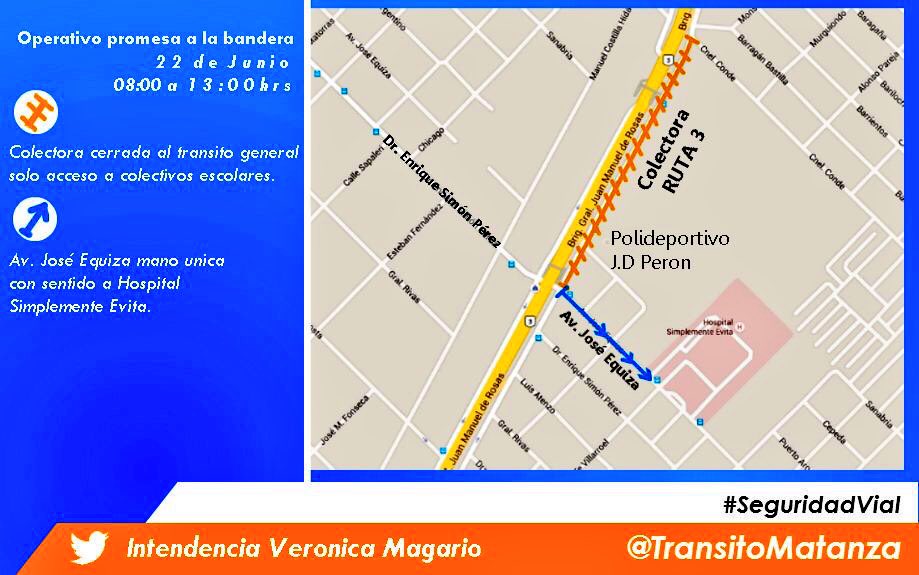 LaMatanzaMunic's tweet photo. Vecinos de G.#Catán.Informa  @TransitoMatanza Hoy de 8 a 13 Cortes y desvíos, Ruta 3, altura Polideportivo JD Perón https://t.co/NpVMIRqCAI