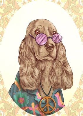 My friend Tao-B did a #60s #hippie version of my spaniel! 

#dog #cockerspaniel #art #vintagefashion