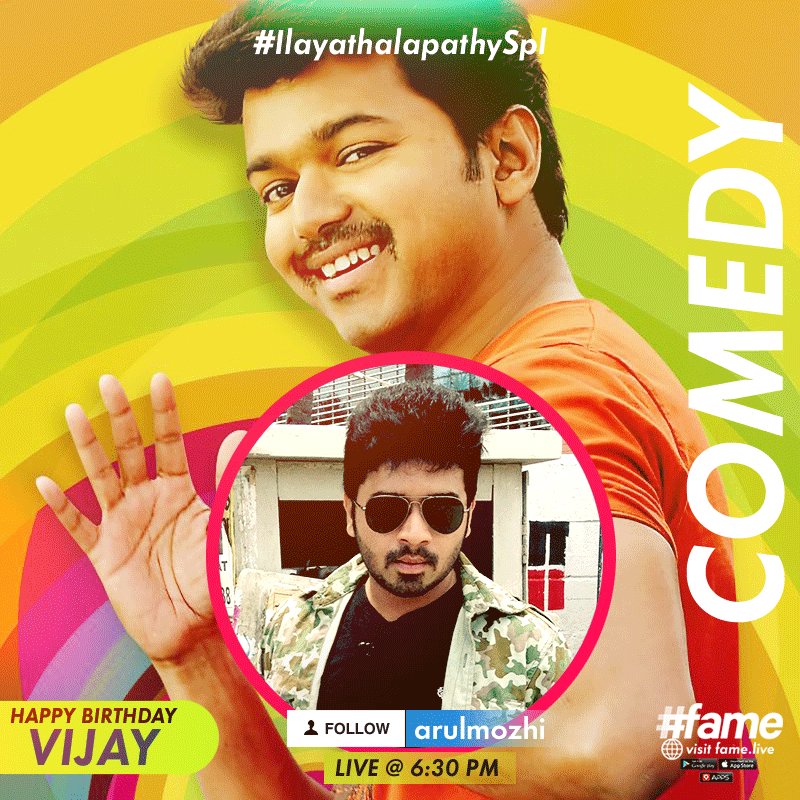 fameTamil's tweet photo. .@Arulthedreamer can impersonate your favourite stars LIVE on #fame!
#IlayathalapthySpl @shiyamjack https://t.co/2pX84fZG6j