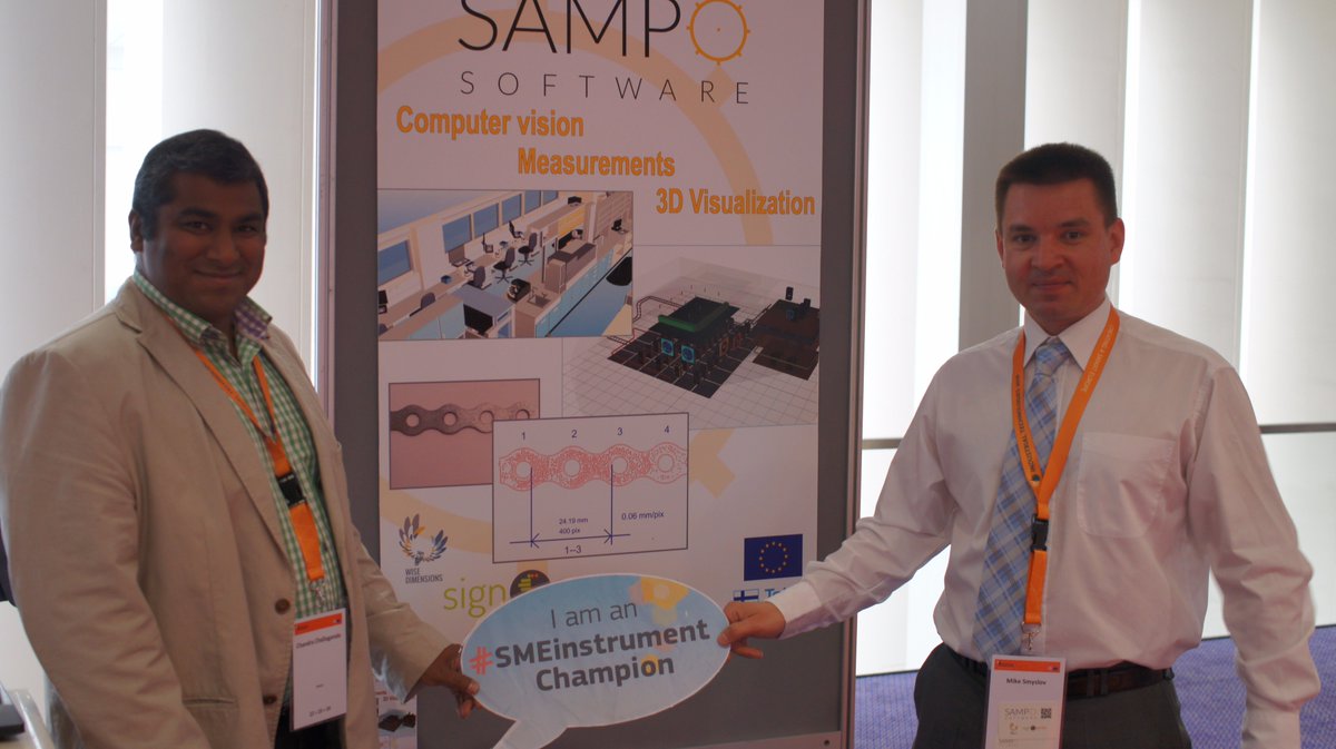 SampoSoftware's tweet photo. Yes I am #SMEinstrument Champion #indtech16 @H2020SME #3DVisioner #SignSense #MachineVision https://t.co/De6mbLMcHo