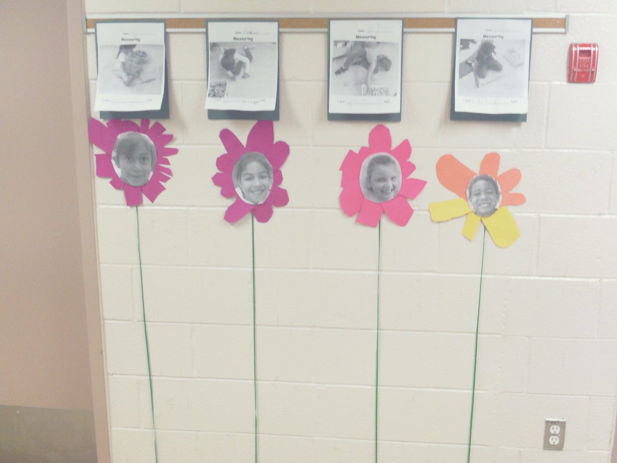 BrebeufFDK101's tweet photo. We measured how tall we were using blocks and made a BEAUTIFUL flower garden in our hallway! https://t.co/cHKCXoWrQb