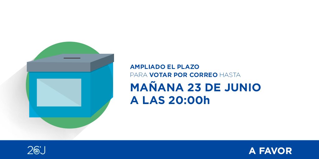 ppopular's tweet photo. 🔵 ÚLTIMA HORA: Se amplía el plazo para votar por correo hasta mañana a las 20:00h https://t.co/6yfmpVJxf5
