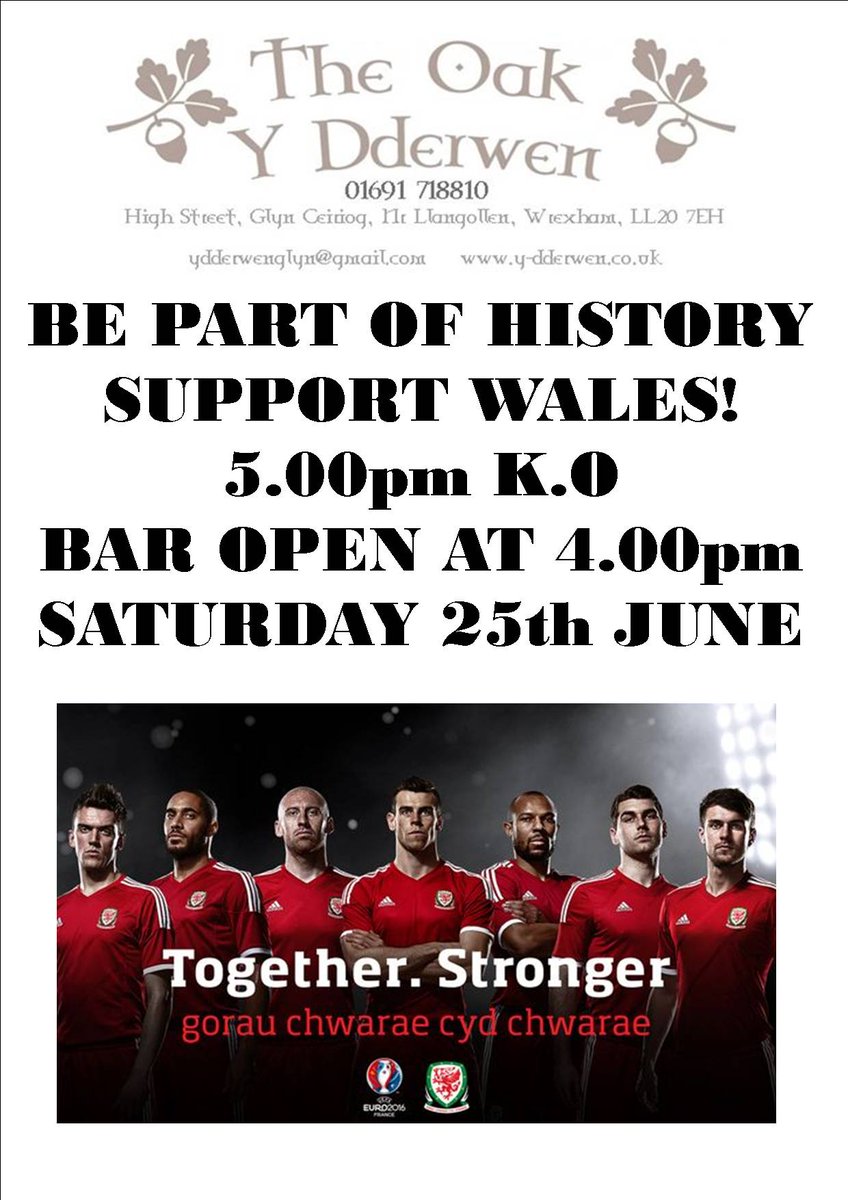 Saturday, Euros, Wales - need I say more
@DestinationWxm <a href="/cceiriog1/">Chirk and Ceiriog</a> #EURO2016 #football #wrexham #cmonwales