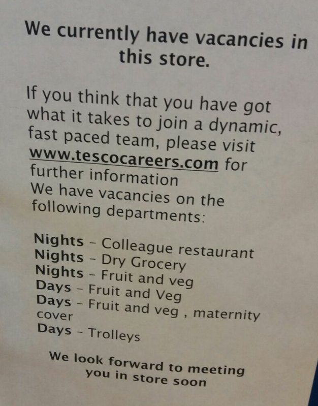 We have some vacancies in store..<a href="/theforesternews/">The Forester</a> <a href="/ForestofDeanNet/">Forest of Dean</a> <a href="/ForestTraders/">Forest Traders</a>