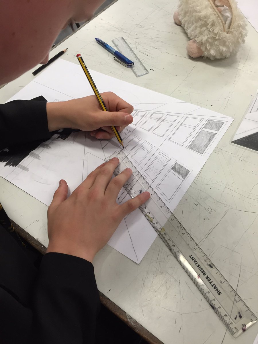 Year 8 today were using their numeracy skills again today, creating a 1 point perspective drawing. #numeracy