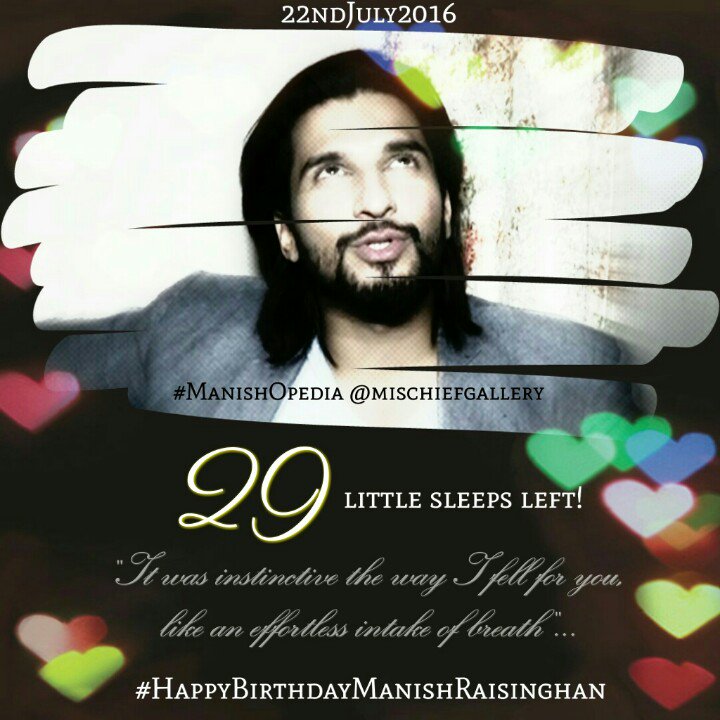Amina_Halim's tweet photo. How many left you ask?! 29 little ones!! #birthdaycountdown #birthdaymonth @manishmischief 
#ManishOpedia https://t.co/ox7V5zXeIi