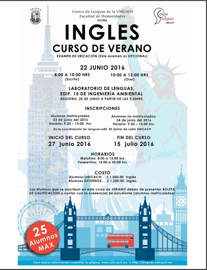 UNICACH_Oficial's tweet photo. Mañana son las inscripciones al curso de verano de Inglés. #Unicach https://t.co/BrBCus62gl