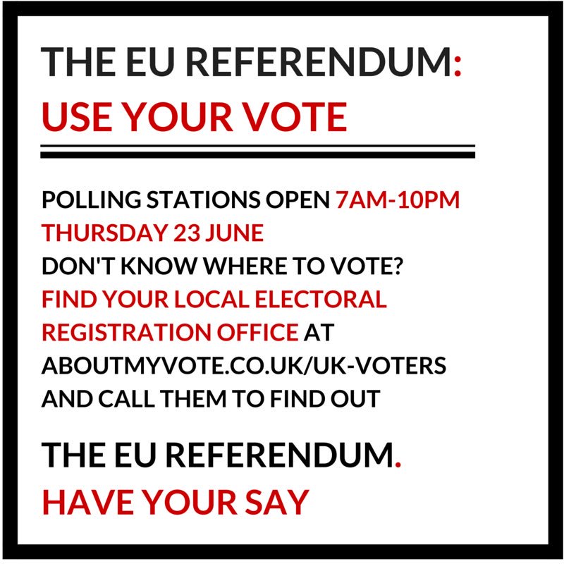 DrAntManning's tweet photo. What to make sure you vote in #EUref? Follow these simple steps for polling day. #generationEUvote #TurnUp https://t.co/90K0HaxoPc