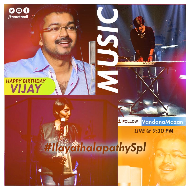 fameTamil's tweet photo. Are you ready for @vandana_mazan ’s #MaalaiyilIsaiMazhai ? Join her LIVE on #fame! 
#IlayathalapthySpl https://t.co/xkhFsSU9o9