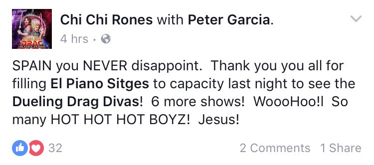 #elpianositges #sitges #spain #duelingdragdivas #fullhouse #hot #grateful