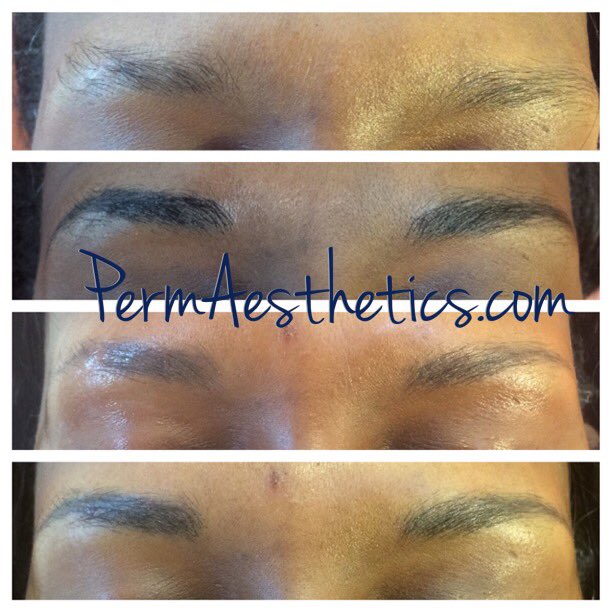 PermAesthetics_'s tweet photo. Natural  brow with low maintenance. Before, After first procedure, Healed, Last Procedure. #PermAesthetics.com https://t.co/11hUz5bqRP