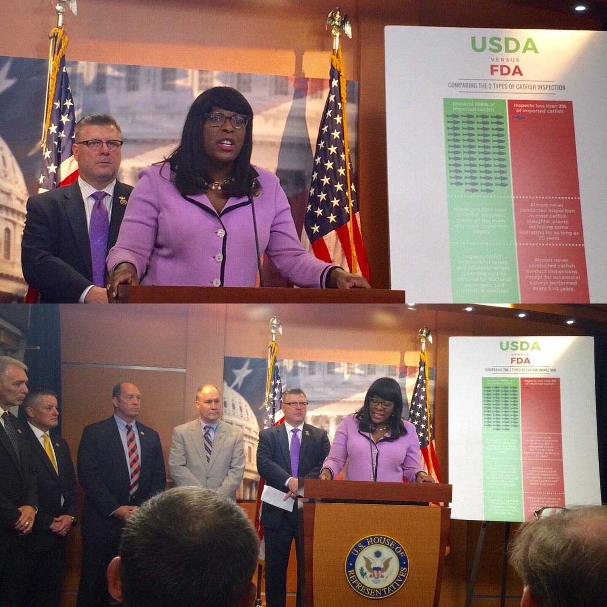 RepTerriSewell's tweet photo. Proud to stand with my colleagues supporting better health standards for catfish inspection. #safecatfish #safefood https://t.co/i49OeQnKSt