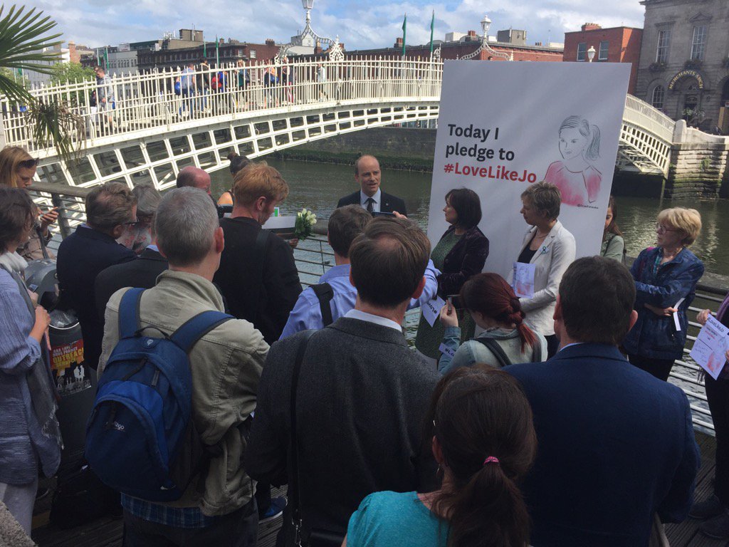 ONEinIreland's tweet photo. We're gathered in #Dublin to celebrate the life of #JoCoxMP
We pledge to #LoveLikeJo.
❤️ https://t.co/lcIE57d58Q