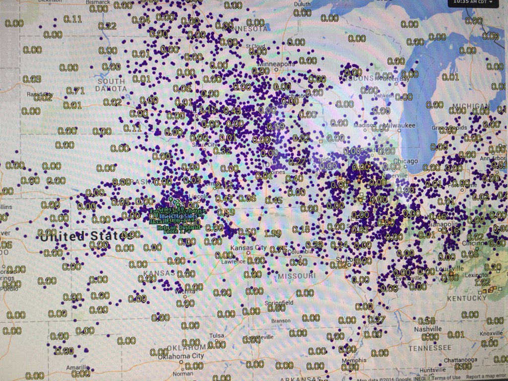 TheisAg's tweet photo. Im impressed by the number of @EncircaServices weather stations across the corn belt. #accurateweather https://t.co/cCr9ilNX2e