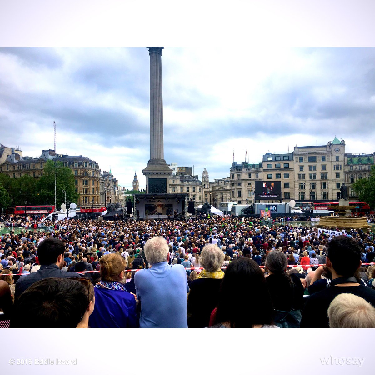 eddieizzard's tweet photo. Right now at Jo Cox's memorial at Trafalgar Square https://t.co/QCVmpBdGy3