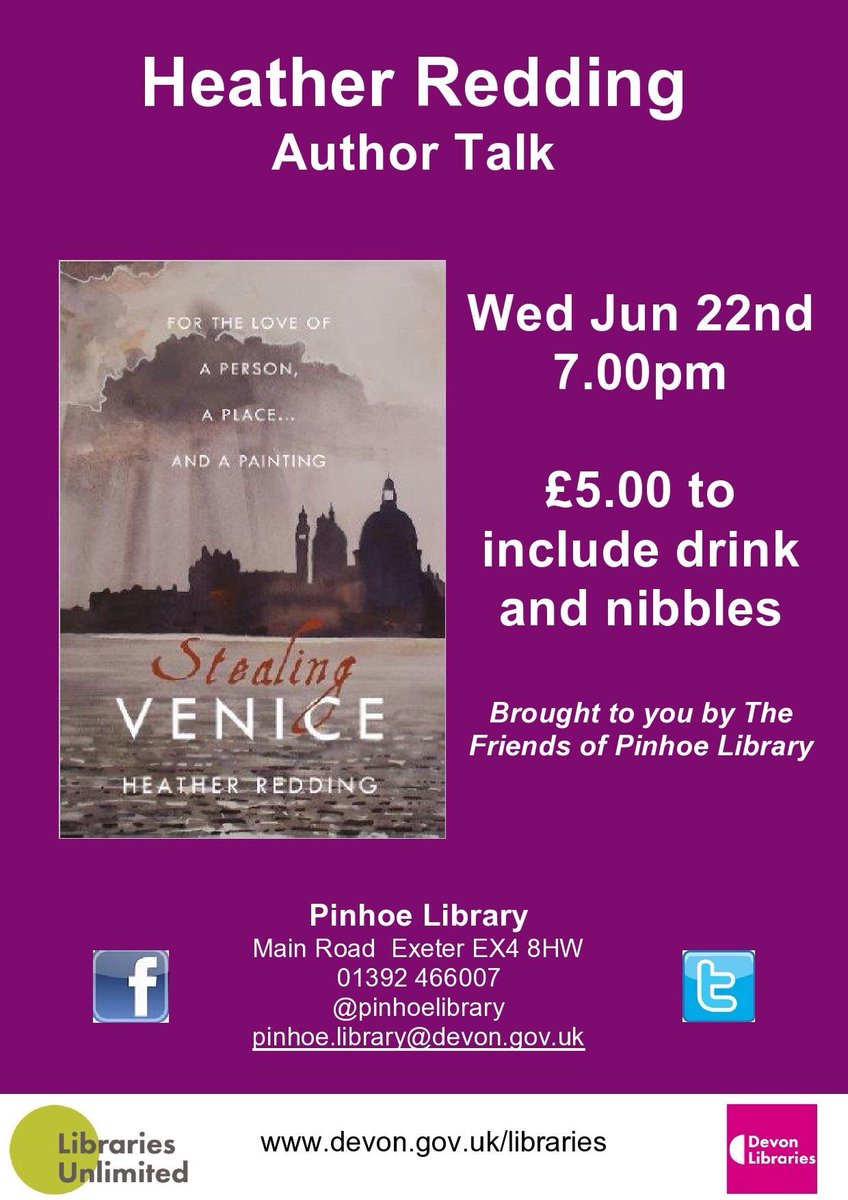 PinhoeLibrary's tweet image. Fed up with Football- come along tonight it should be a great evening. Tickets available on the door.