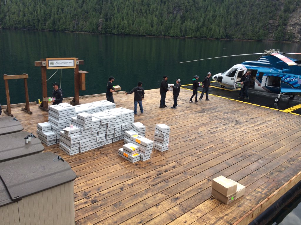 TheOutdoorLine's tweet photo. The @WC_Resorts fishbox heli-load out: Over 4000 pounds of vac-packed filets for 50 fishermen #SeeYouNextYear https://t.co/TAQ3EhD6SV