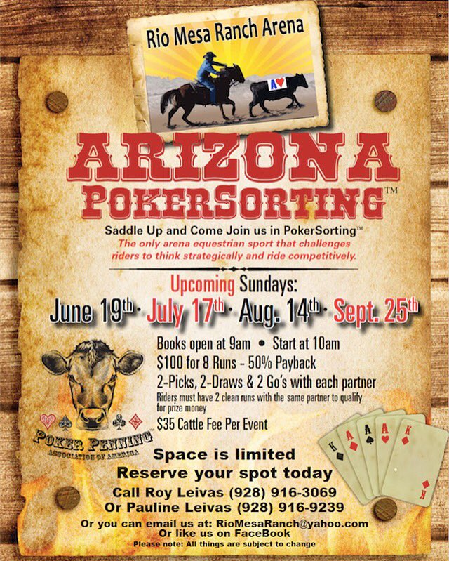 PokerRodeo's tweet photo. Excited for more events @riomesaranch in AZ!! #pokersorting #pokerpenning #pokerrodeo #summer #rodeo #fun 🏜♣️♥️ https://t.co/24x259xsWo