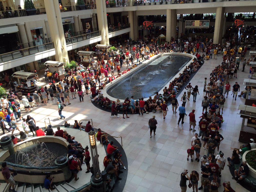 eheisig's tweet image. Check out Tower City. A cop estimated that the line would take an hour. I think that's generous. #cavsparade