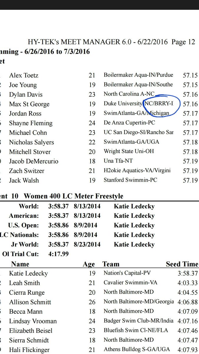 brryallswim's tweet photo. Olympic Trials psych sheet is posted. For the first time ever B.R. Ryall is represented. https://t.co/Q3ixIrJSuF