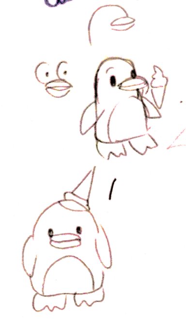 資料無しで描いたペンギンと資料有りで描いたペンギン 