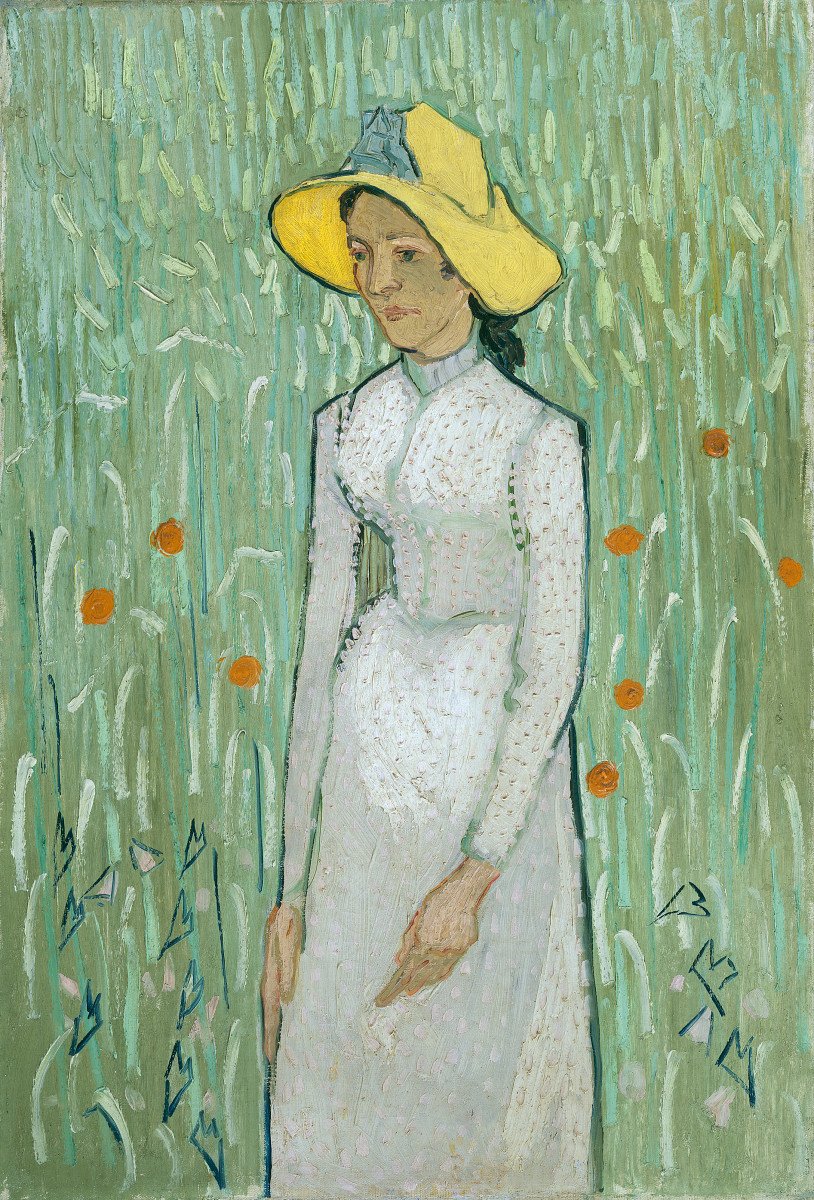 Take a look at Vincent van Gogh's "Girl in White" (1890). What strikes you about the way he painted this portrait?