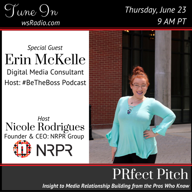 NRPRGroup's tweet image. We can&apos;t wait to have @ErinMcKelle on #PRfectPitch! Tune in tomorrow @ 9 AM PT: v6.player.abacast.net/1764 ! #PR #PR101