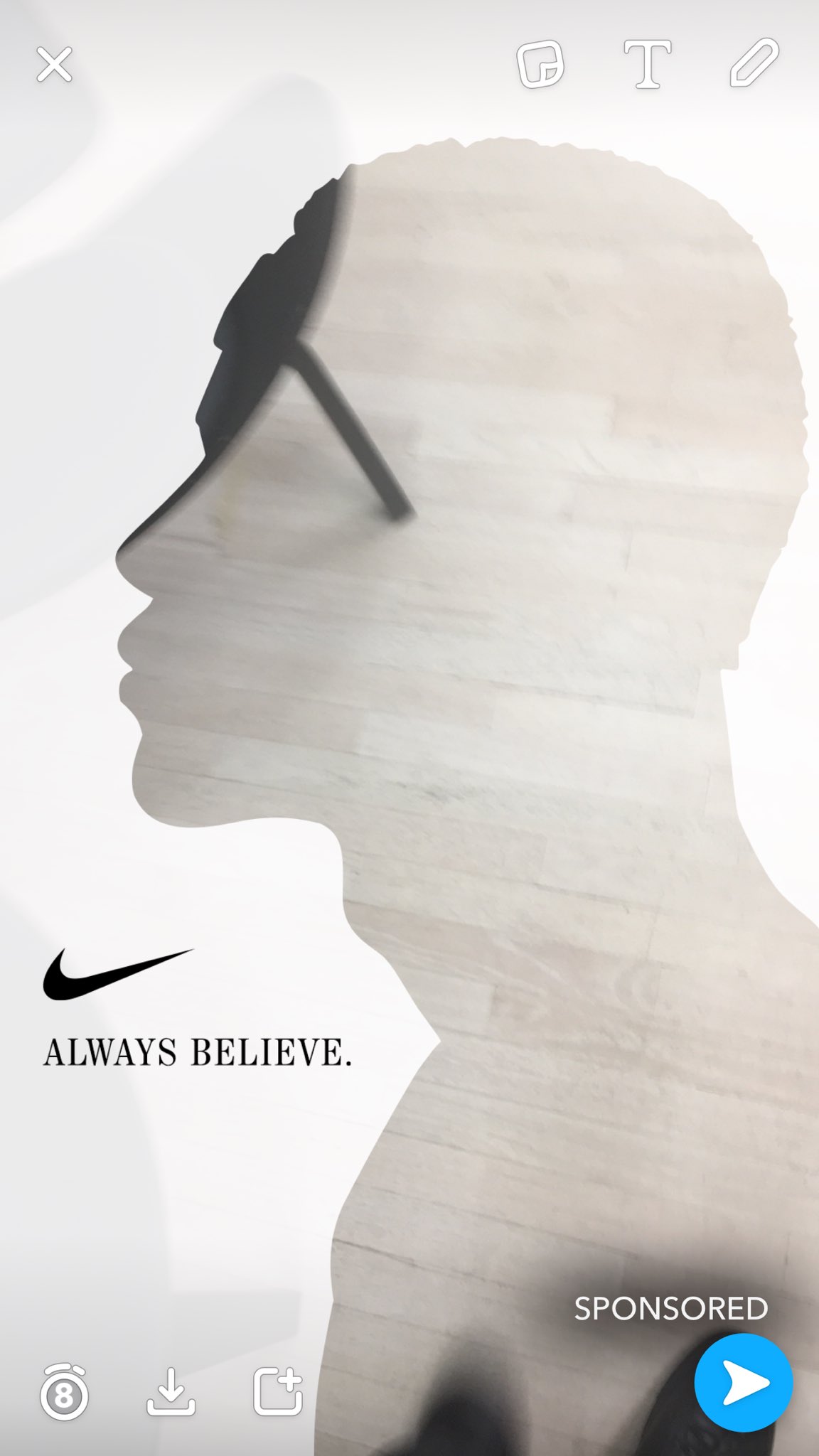 Darren Rovell on X Cool Nike Snapchat filter that allows you to put your video in LeBron s silhouette https t eG7w5XPcOR X