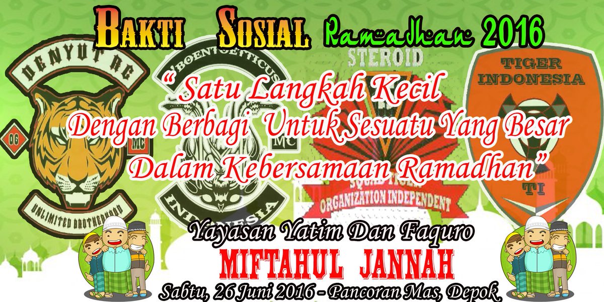 Agenda D'BT Mc tgl 25 dan 26 Juni 2016 : 

1Baksos Bersama Denyut, Steroid dan Tiger Indonesia