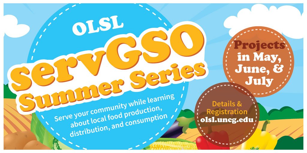 UNCG_OLCE's tweet photo. Join us for another fun Summer servGSO project this Friday 8-11am! Details &amp; registration: https://t.co/SdyTbj2nZM https://t.co/1EC6oQ6eKx
