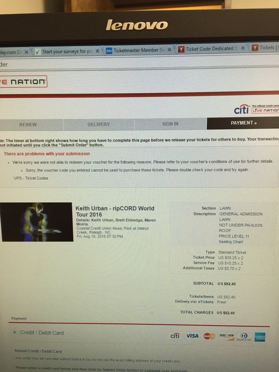 jbrady87's tweet photo. 12 vouchers=24 "free" tickets that don't actually work. Thanks @Ticketmaster https://t.co/HMjVxSVqTU