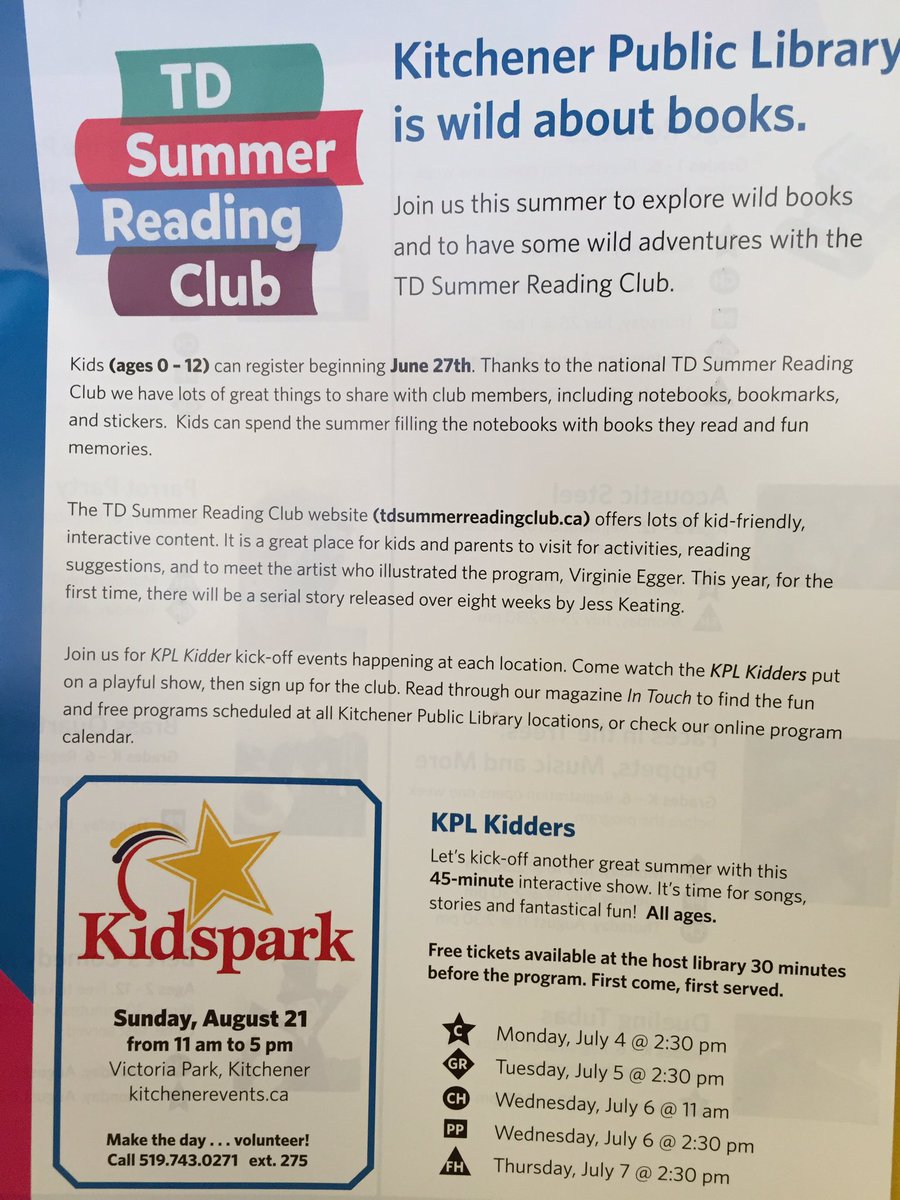 stannestars's tweet photo. Thank you @KitchLibrary for coming to share all that the #KPL has to offer! #freelibrarycard #kwawesome https://t.co/H6eV21sIwJ