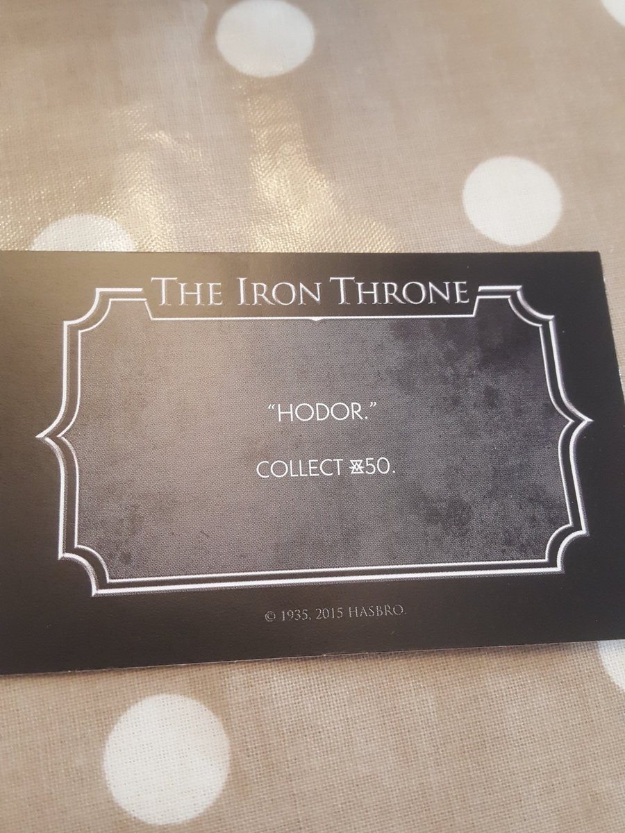Spandogee's tweet image. I dont watch #GameofThrones so can someone pls explain why saying Hodor gives you money in GoT #monopoly?