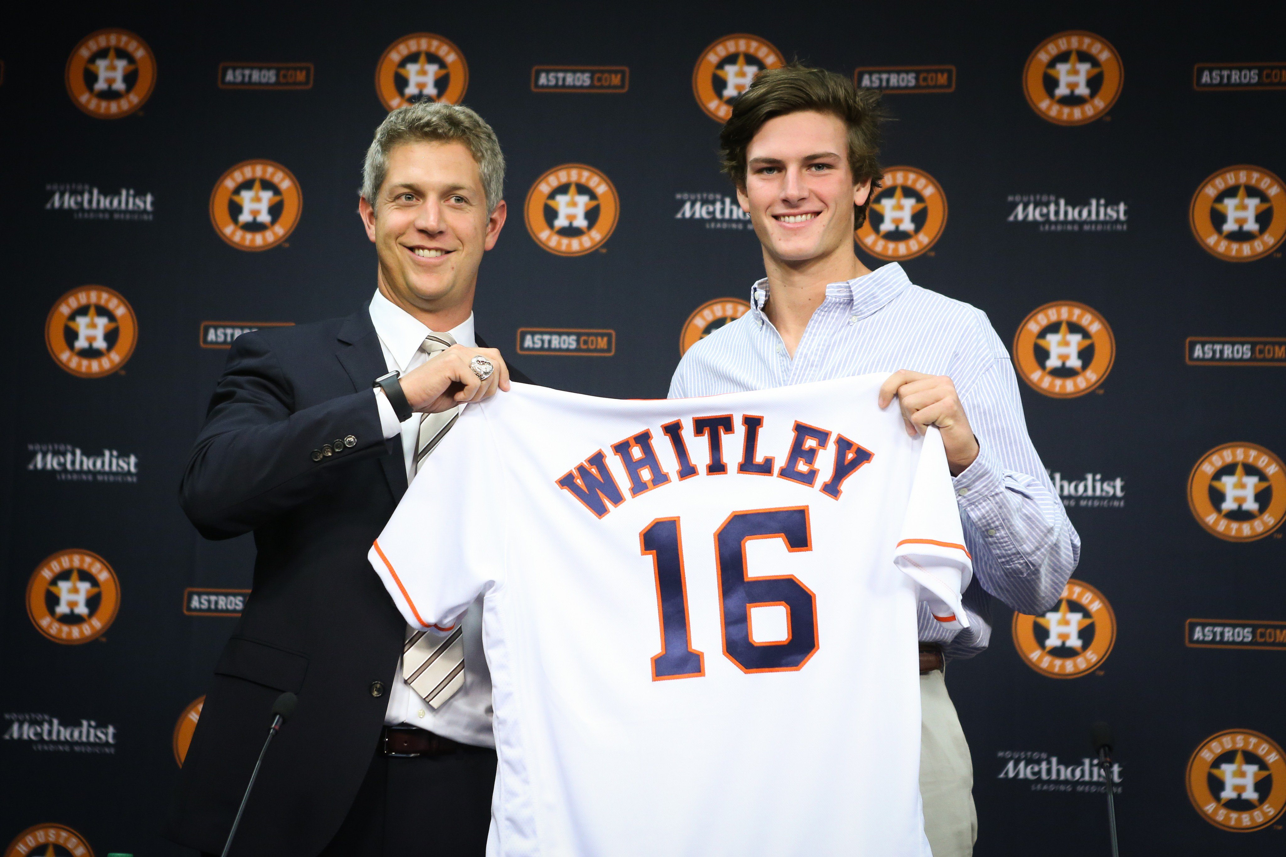 Houston Astros on X: Before today's game, Forrest Whitley was introduced  to the media and presented with his first #Astros jersey.   / X