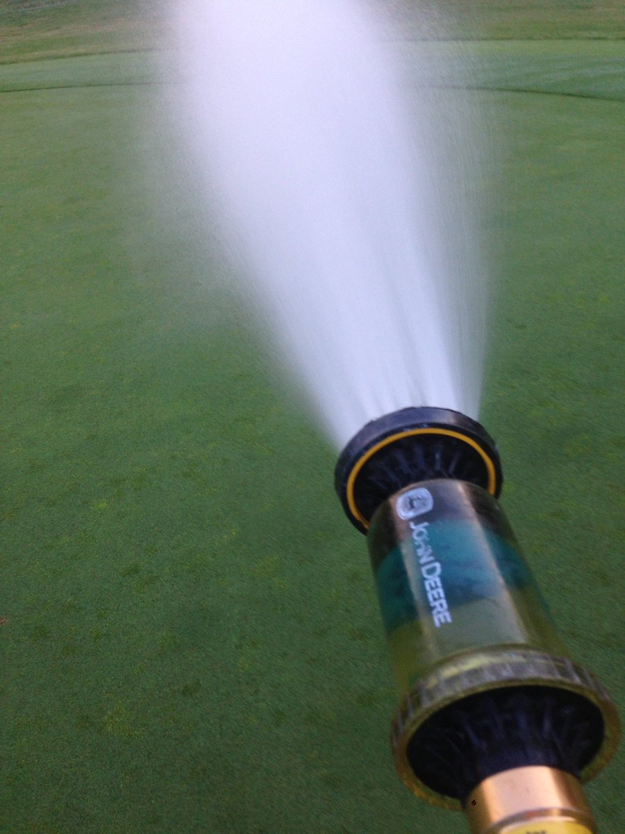 Ski_KC's tweet photo. Blazing hot week, aerated 14 acres of fairways, installed new pump motor, and hit dry spots with Tricure. #GolfOP https://t.co/FogtHoLhIy