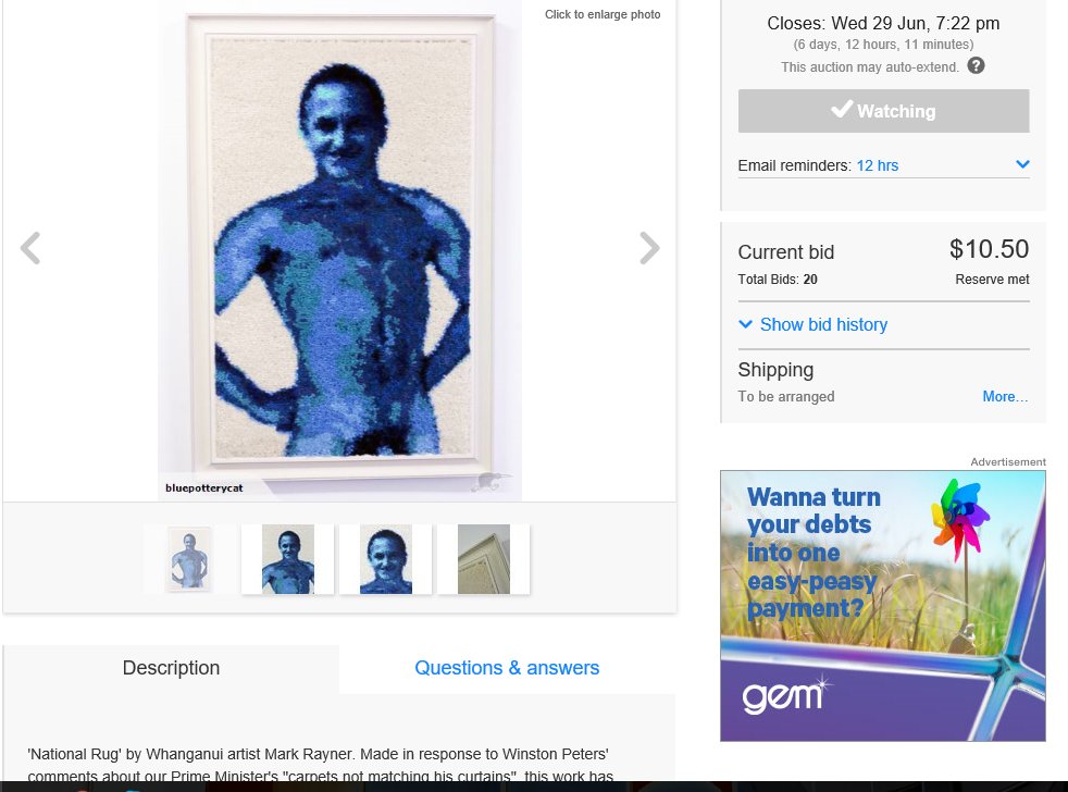 raynerbrothers's tweet photo. Not just #MaxKey who likes to disrobe - #nakedjohnkey rug now on trademe  https://t.co/6T1QI5dKWK   #NationalCarpet https://t.co/0HpPYsxrWK