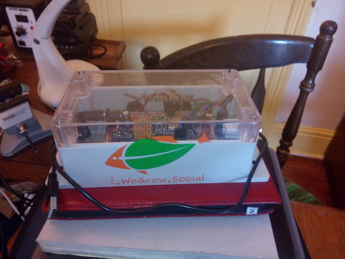 WeGrowSocial's tweet photo. The latest incarnation of our waterelf #opensourcehardware #aquaponics control and monitoring device is alive! #oshw https://t.co/mSxCREjInK