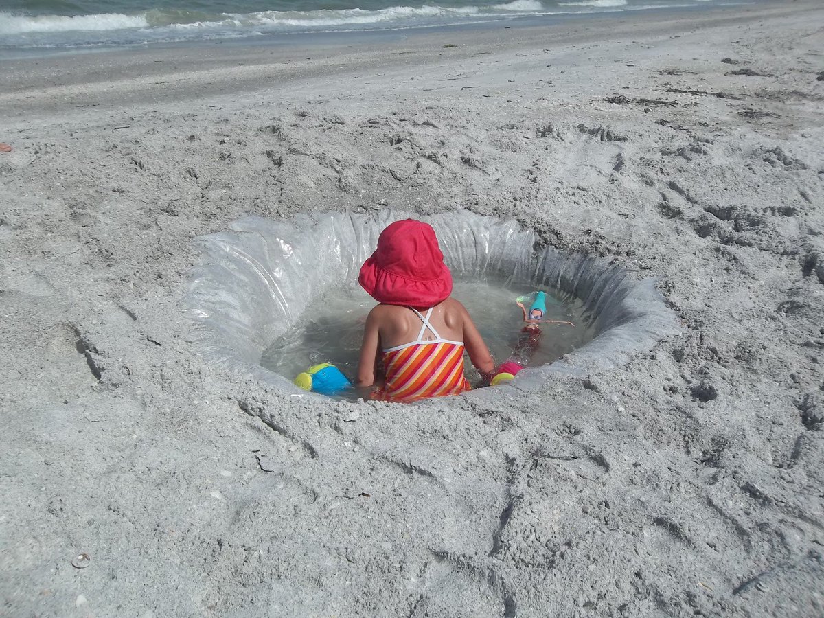 firmusenergy's tweet image. Check out this #BeachHack: Make a childrens pool by digging a hole &amp;amp; lining it with an old shower curtain liner!