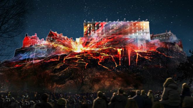BBCScotland's tweet photo. Animated projections onto @edinburghcastle will open this year's @edintfest  > https://t.co/yIQkw8PjKu https://t.co/7VifayeWnf