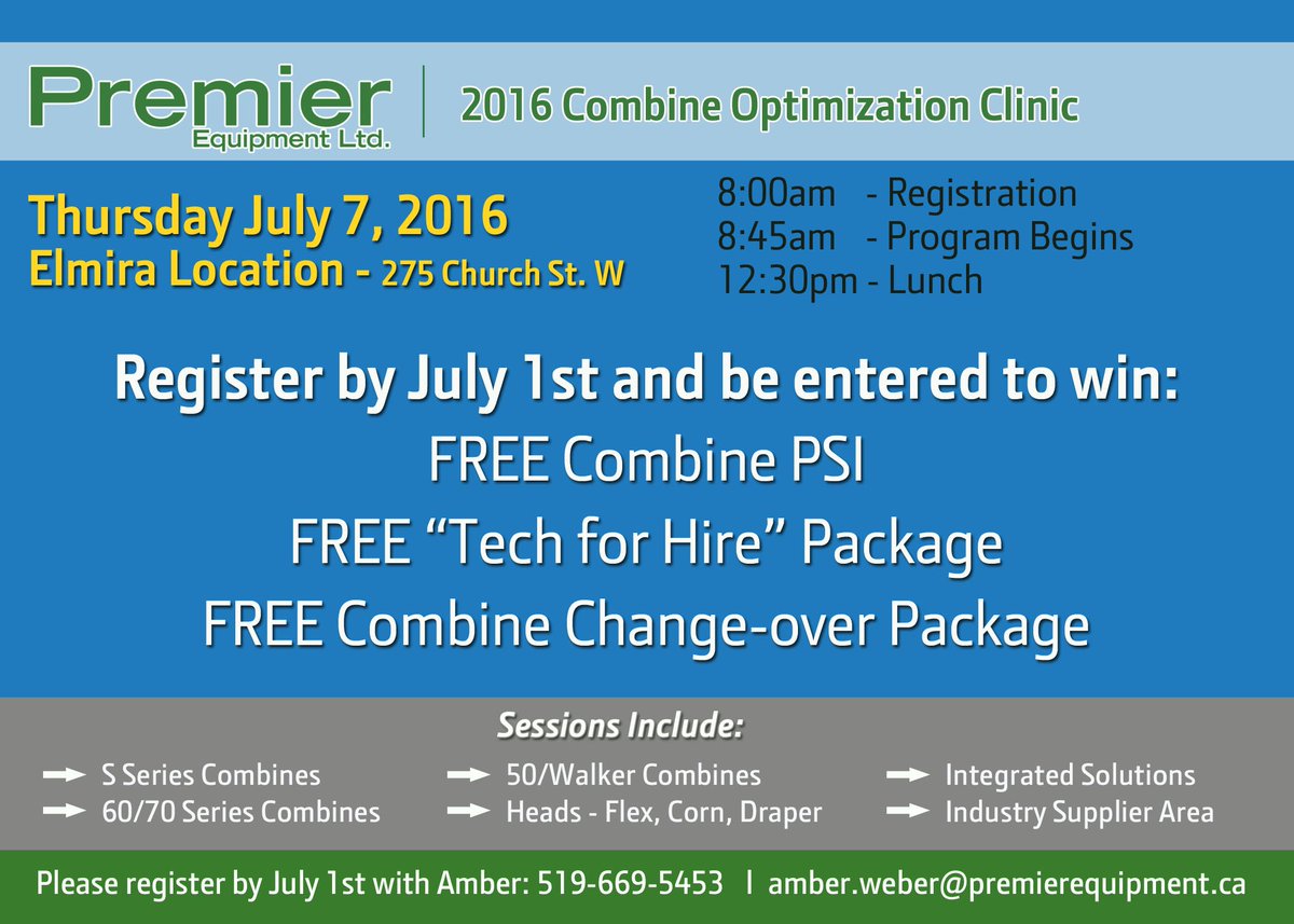 PremierEquip1's tweet photo. Register Today for Premier's Annual Combine Clinic #machineoptimization Check out these perks! #valuable https://t.co/3rQUdPi3Sz