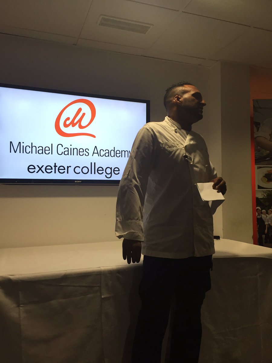 Exeter College ex student and Governor <a href="/michaelcaines/">Michael Caines MBE DL</a> in action <a href="/MCainesAcademy/">MCaines Academy</a> - amazing food <a href="/ExeterCollege/">Exeter College</a>
