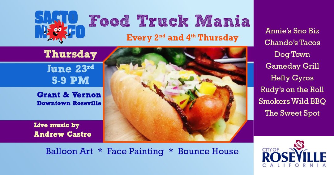 Grubbin' at #FoodTruckMania tomorrow w/ <a href="/SactoMoFo/">SactoMoFo</a>  <a href="/ChandosTacos/">Chando’s Tacos</a> <a href="/GamedayGrill/">Gameday Grill</a> <a href="/RudysHideaway/">Rudys On The Roll</a> <a href="/anniessnobiz/">Annie SnoBiz</a> &amp; more.