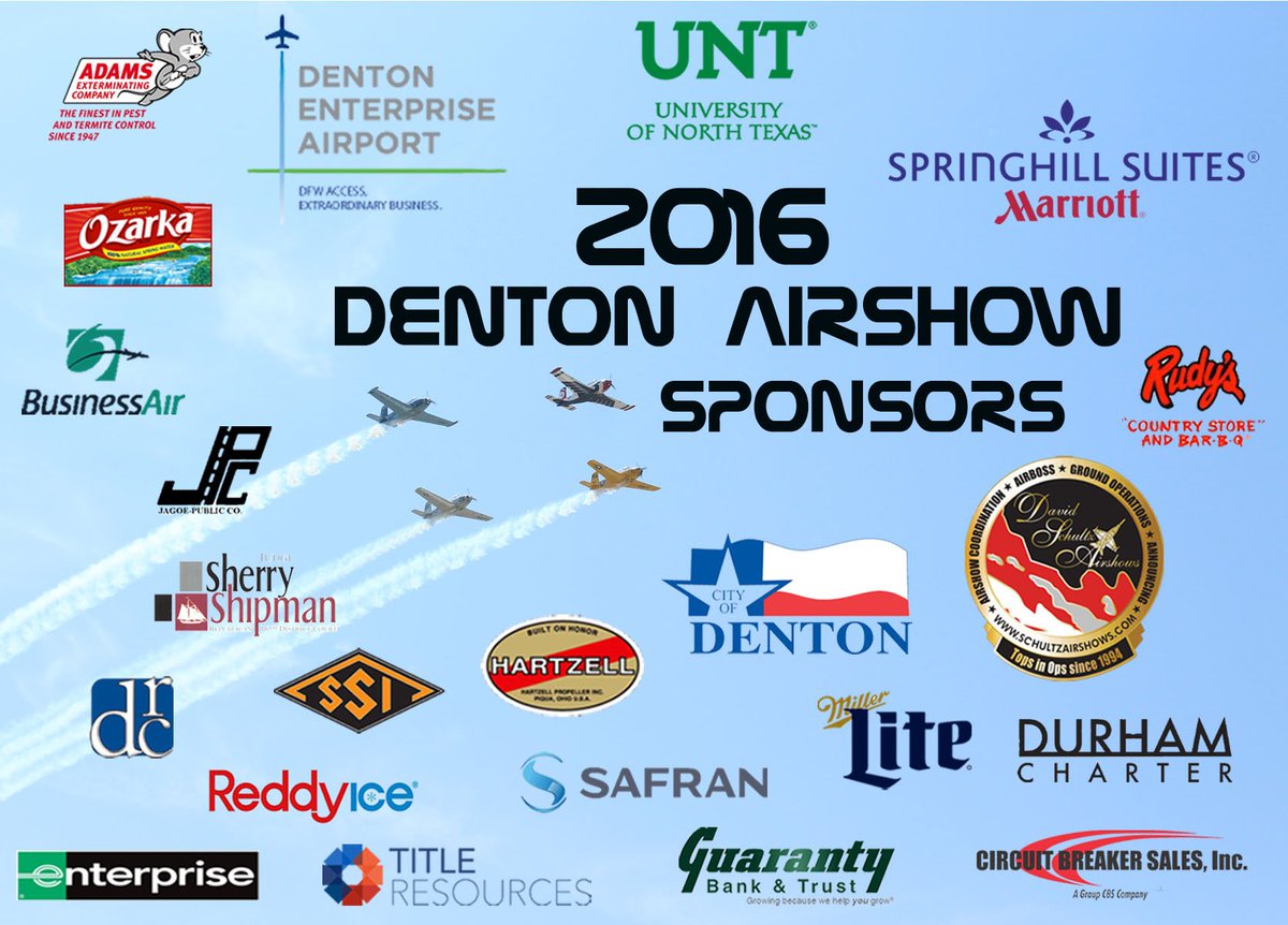 DentonAirshow's tweet photo. We couldn't have done it without these great sponsors!!  #DentonAirshow #sponsors https://t.co/nuqpSdGZMX