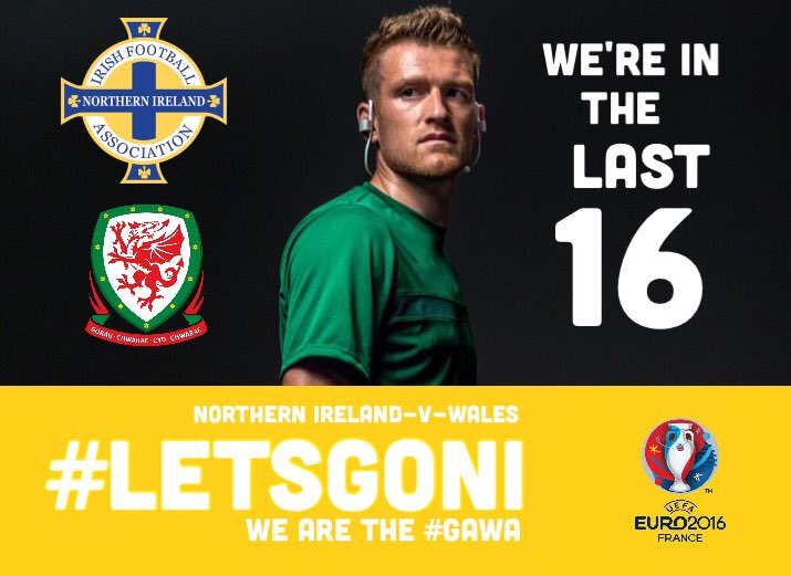 LetsGoNI's tweet photo. #GAWA to play #WAL in #LAST16👌🏼⚽️⚽️ #EURO2016
#NIR v #WAL
#LETSGONI
#DareToDream https://t.co/WUMCWbkL9D