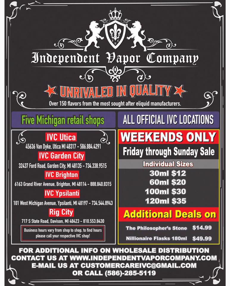 Are you in #Michigan?  Check out one of our retail locations!  Sale pricing valid in shops only.

#vape #ecigs